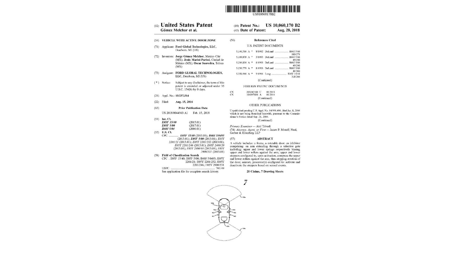 Active door zone patent illustration